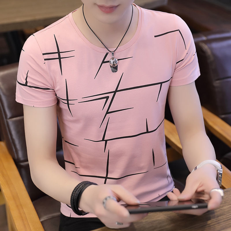 Summer new men's short-sleeved half-sleeved youth slim t-shirt