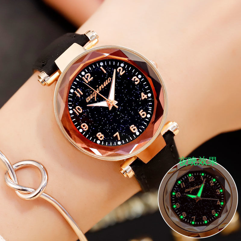 Luminous girl heart star watch Korean version simple trend electronic watch  Women Watches