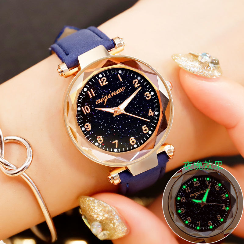 Luminous girl heart star watch Korean version simple trend electronic watch  Women Watches