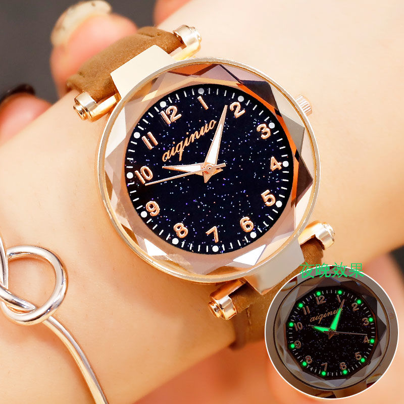 Luminous girl heart star watch Korean version simple trend electronic watch  Women Watches