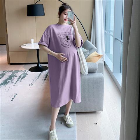 Maternity summer dress plus size fat MM mid-length loose dress