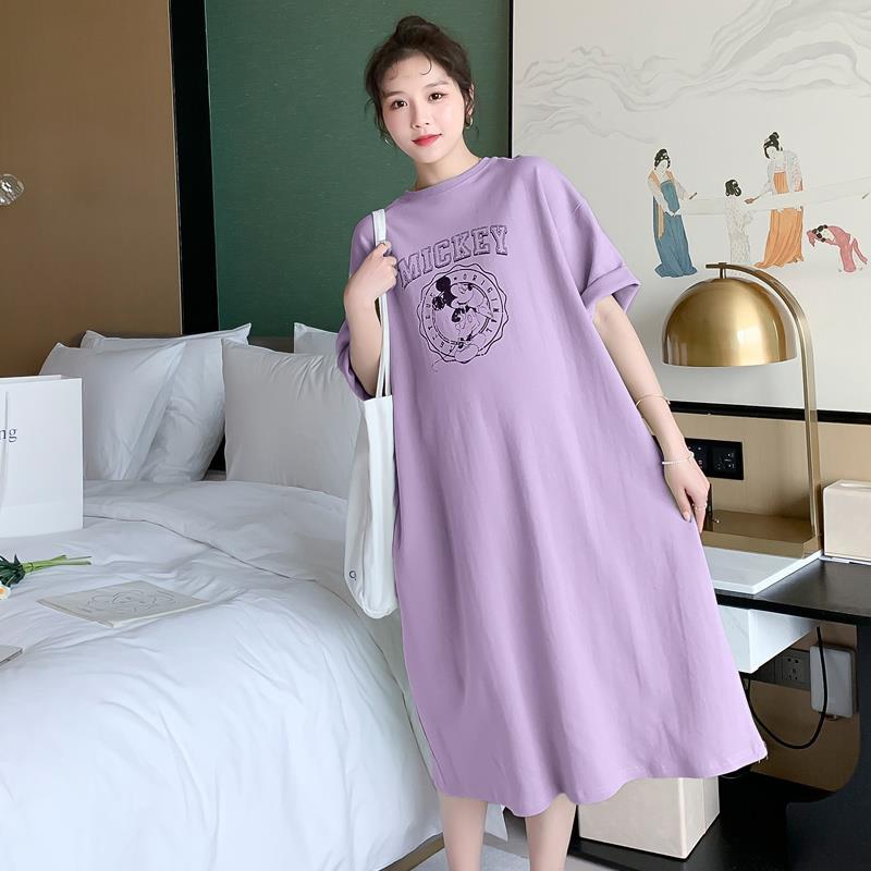 Maternity summer dress plus size fat MM mid-length loose dress