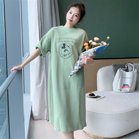 Maternity summer dress plus size fat MM mid-length loose dress