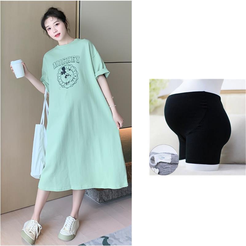 Maternity summer dress plus size fat MM mid-length loose dress