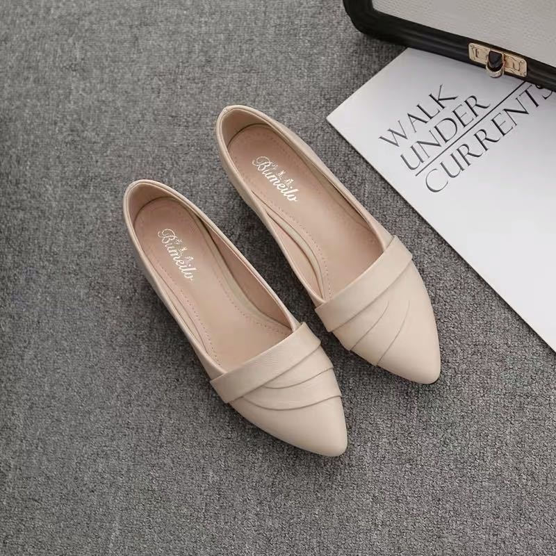 New thick-heel pointed shoes mid-heel all-match women's single shoes high-heeled shoes