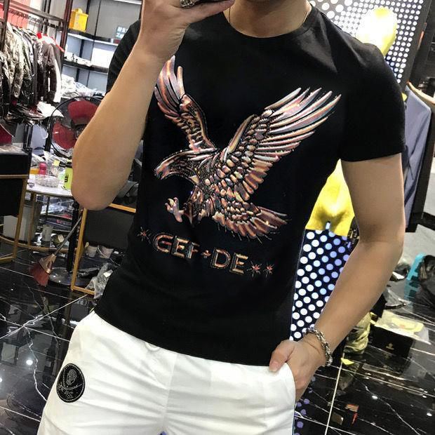 Men&apos;s short-sleeved mid-teens sports and leisure Korean round neck T-shirt