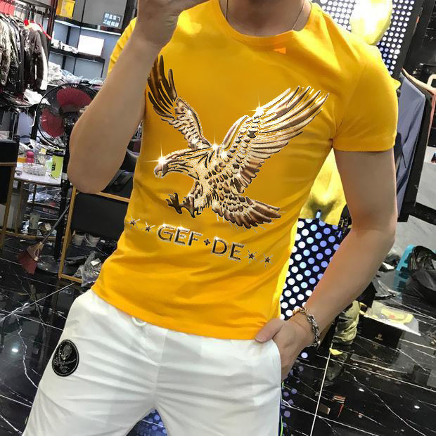 Men&apos;s short-sleeved mid-teens sports and leisure Korean round neck T-shirt