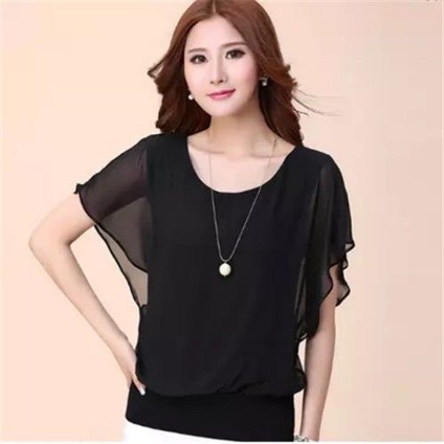 Summer plus size women's slim bat chiffon top