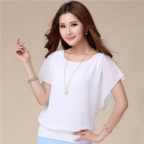 Summer plus size women's slim bat chiffon top