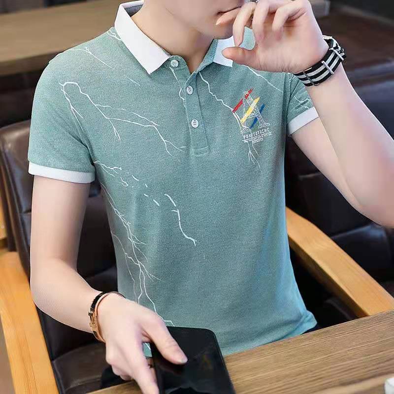 Men's short-sleeved t-shirt new lapel POLO shirt men's top
