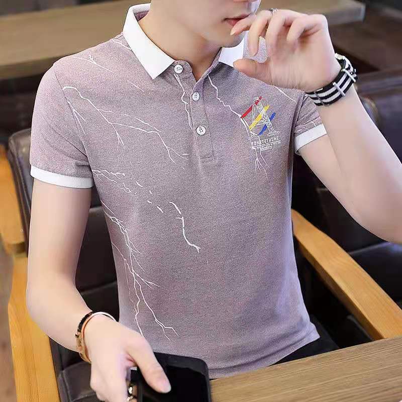 Men's short-sleeved t-shirt new lapel POLO shirt men's top