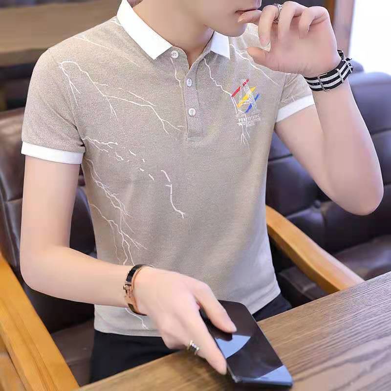 Men's short-sleeved t-shirt new lapel POLO shirt men's top