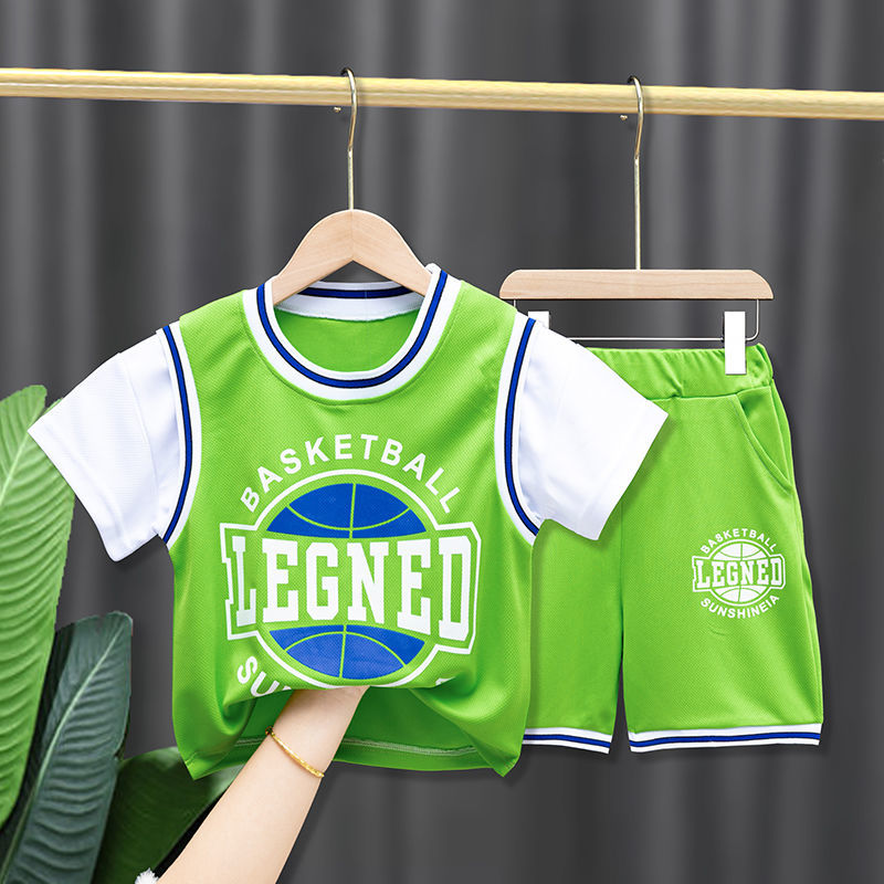 Summer new boys suit sports basketball two-piece suit boys quick-drying suit
