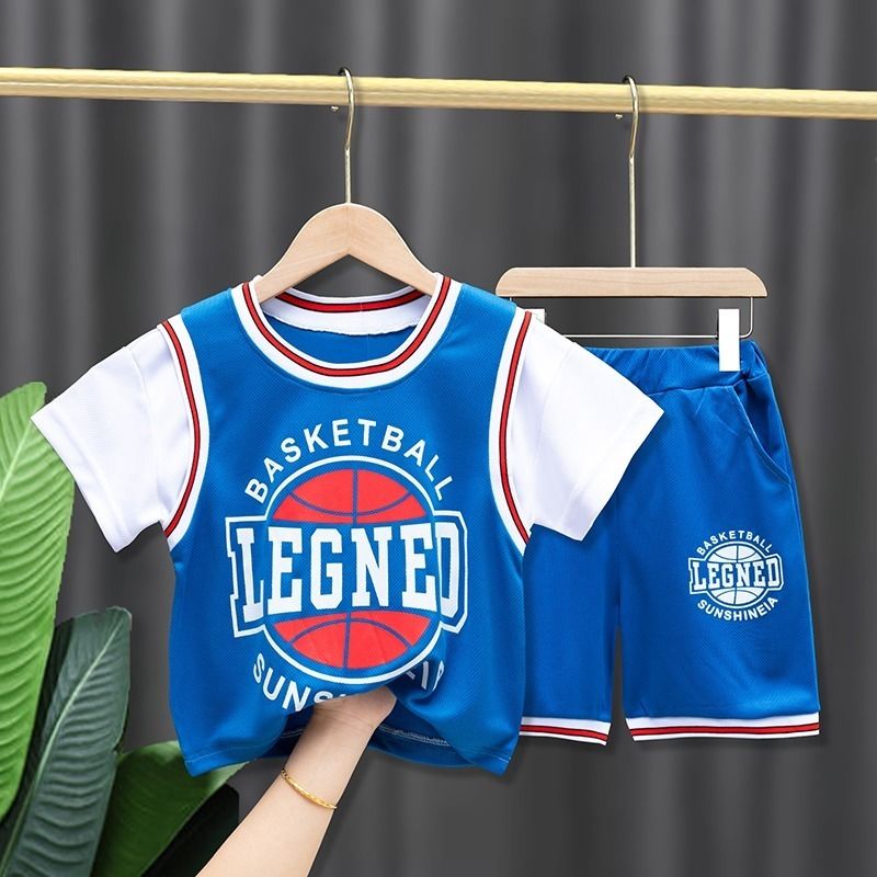 Summer new boys suit sports basketball two-piece suit boys quick-drying suit