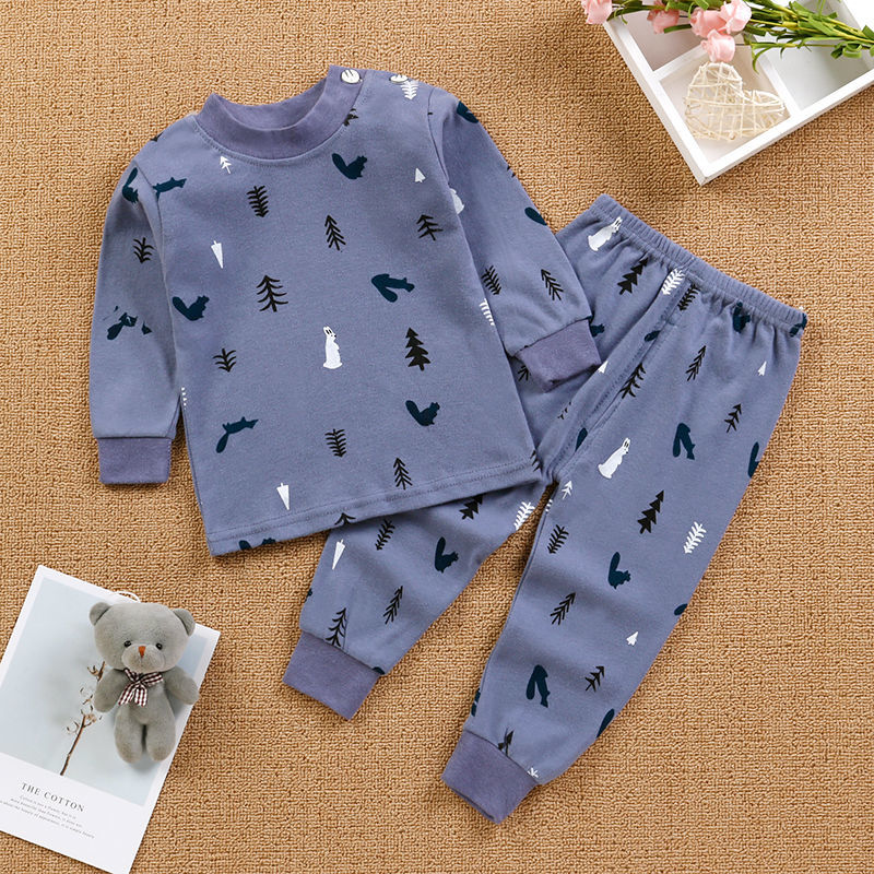 Children's cotton suit boys and girls clothes baby autumn clothes long trousers two-piece suit