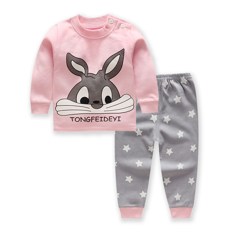Children's cotton suit boys and girls clothes baby autumn clothes long trousers two-piece suit