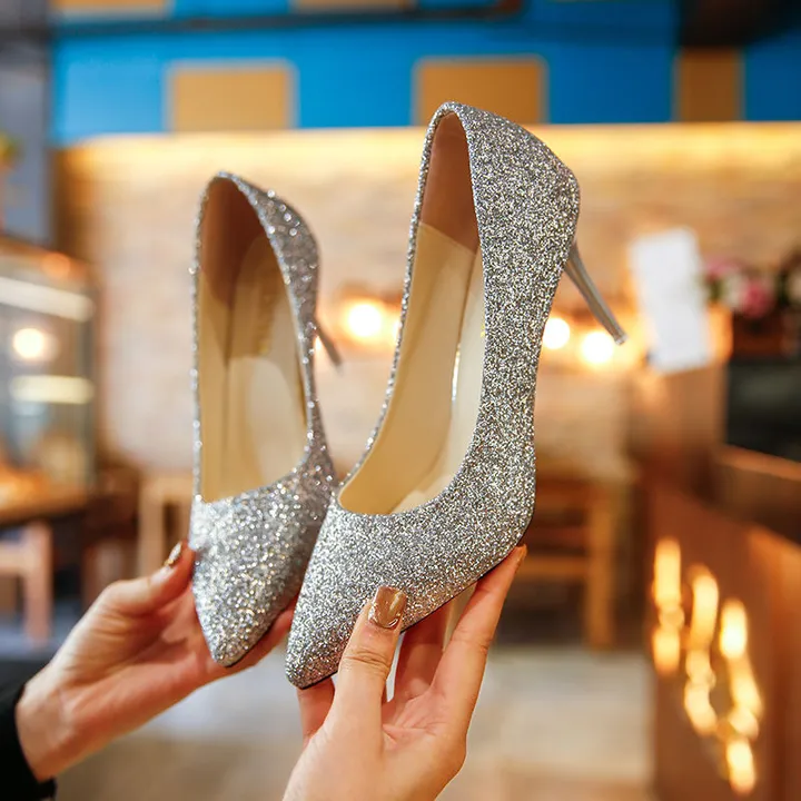 silver sequin wedding shoes