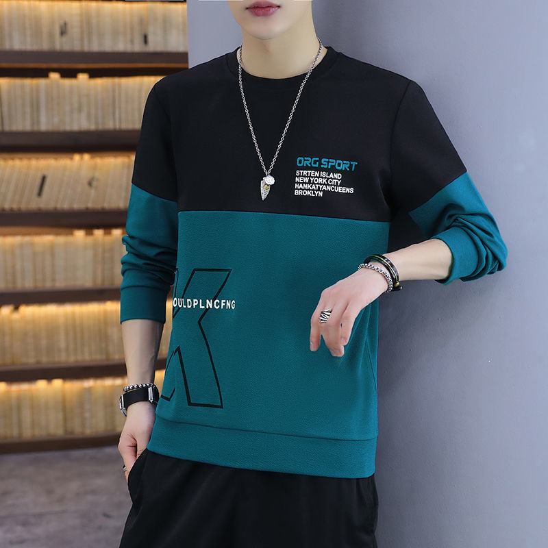 Spring and autumn new sweater men's long-sleeved T-shirt pullover T-shirt