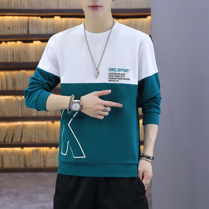 Spring and autumn new sweater men's long-sleeved T-shirt pullover T-shirt