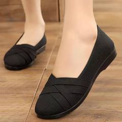 Fashion ladies shoes women round head single shoes casual soft shoes students Black 39