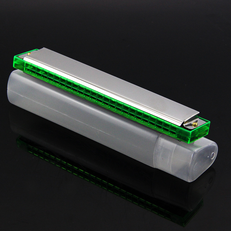 Standard 24 Hole Harmonica Silver Polyphonic(C Key) Professional  Harmonicon Double Row   music
