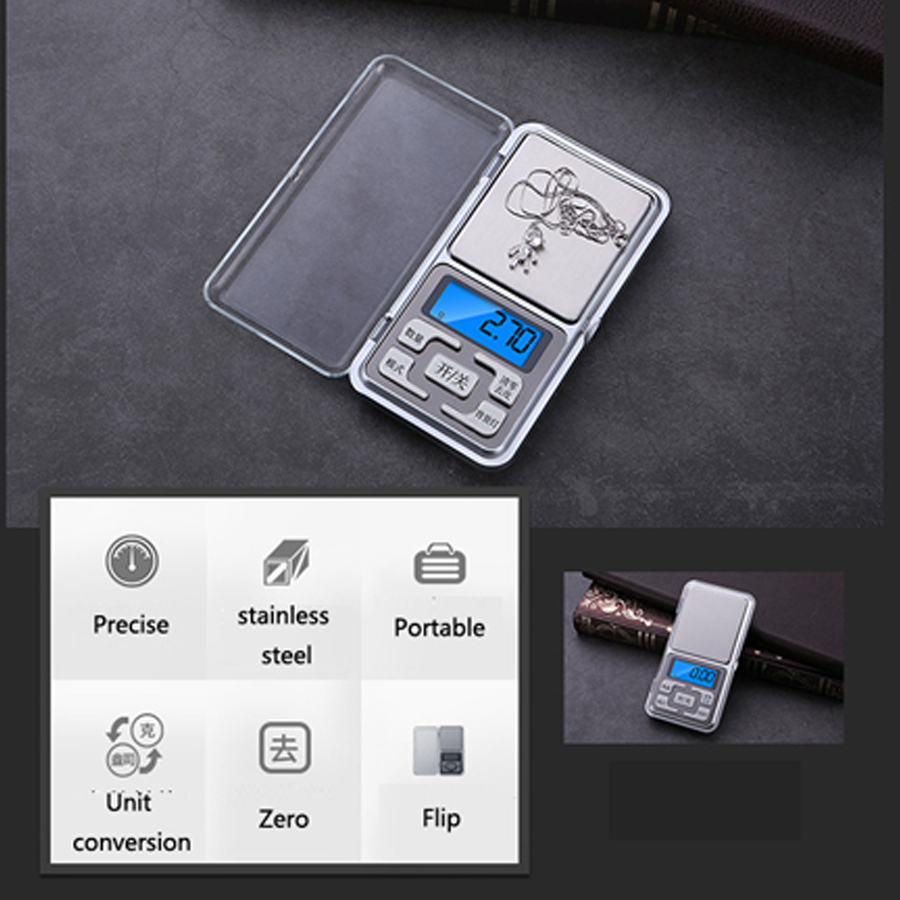 Mini kitchen food jewelry scale precision electronic scale portable stainless steel