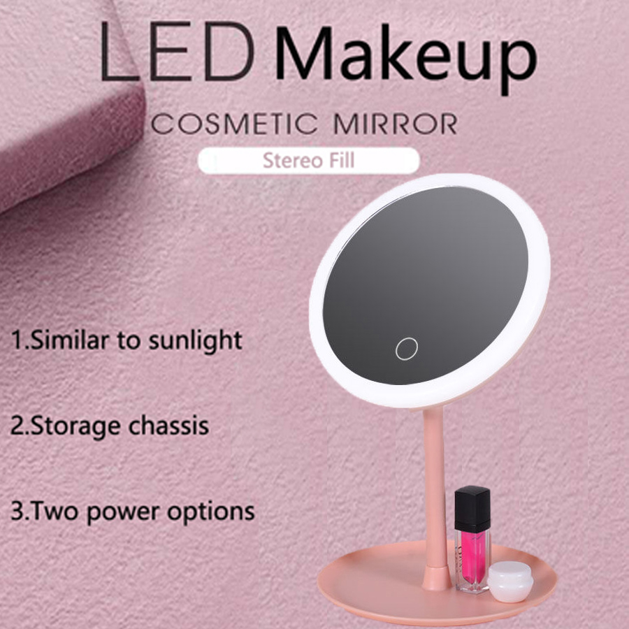 led cosmetic mirror three brightness brightness desktop rechargeable desktop vanity mirror folding p