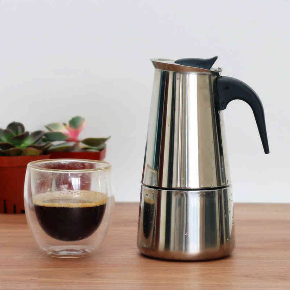 Moka pot, coffee pot with filter, Italian thick stainless steel espresso can be heated