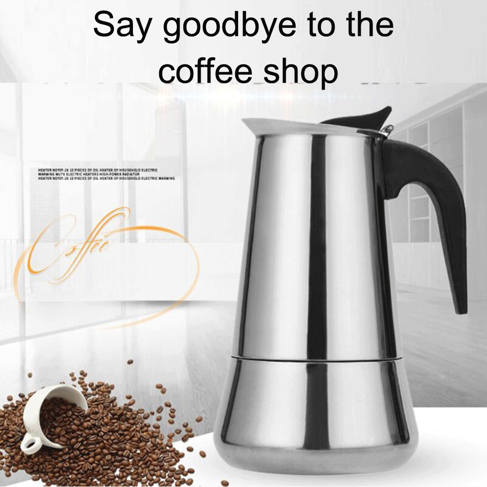 Moka pot, coffee pot with filter, Italian thick stainless steel espresso can be heated