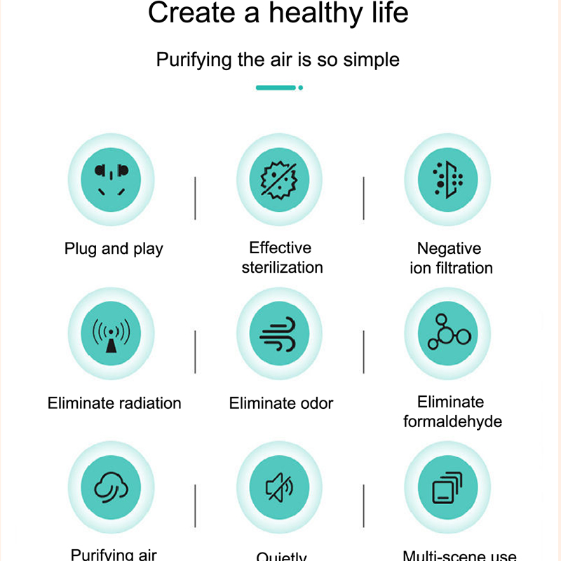 New negative ion air purifier household kitchen toilet deodorization and formaldehyde removal