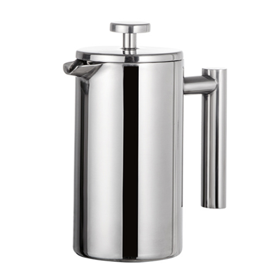 Double-layer insulation stainless steel French press pot filter household large-capacity hand-brewed coffee pot milk frother