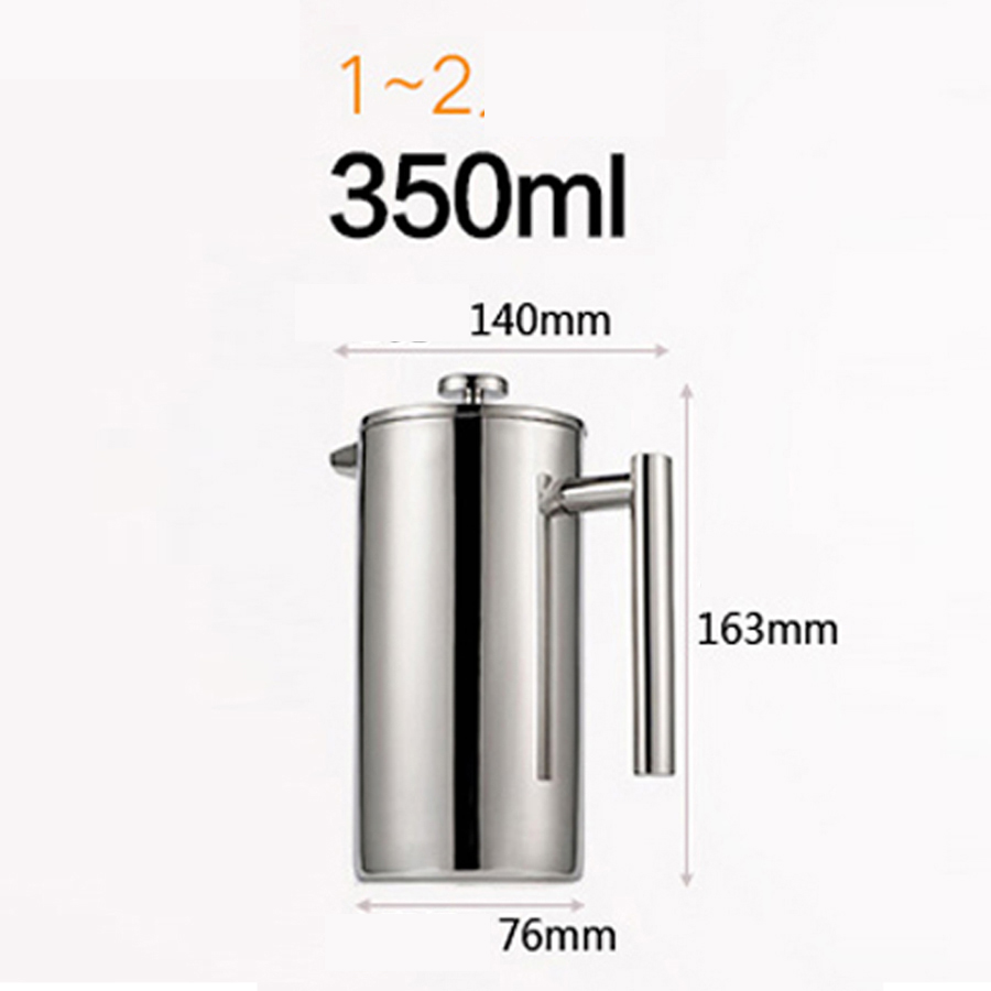 Double-layer insulation stainless steel French press pot filter household large-capacity hand-brewed coffee pot milk frother