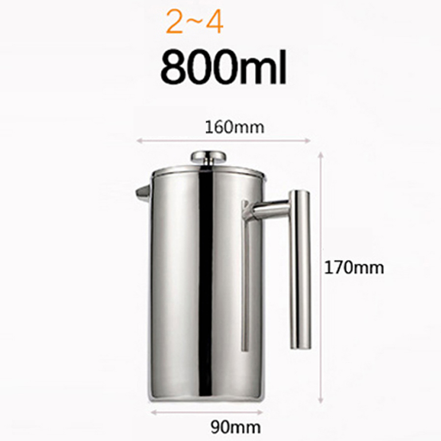 Double-layer insulation stainless steel French press pot filter household large-capacity hand-brewed coffee pot milk frother