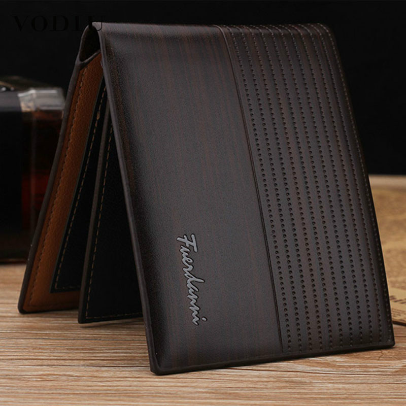 Men Leather Wallet Famous Brand Vintage Short Slim Coin Male Purses Photo Cash Money Bag Card Holder