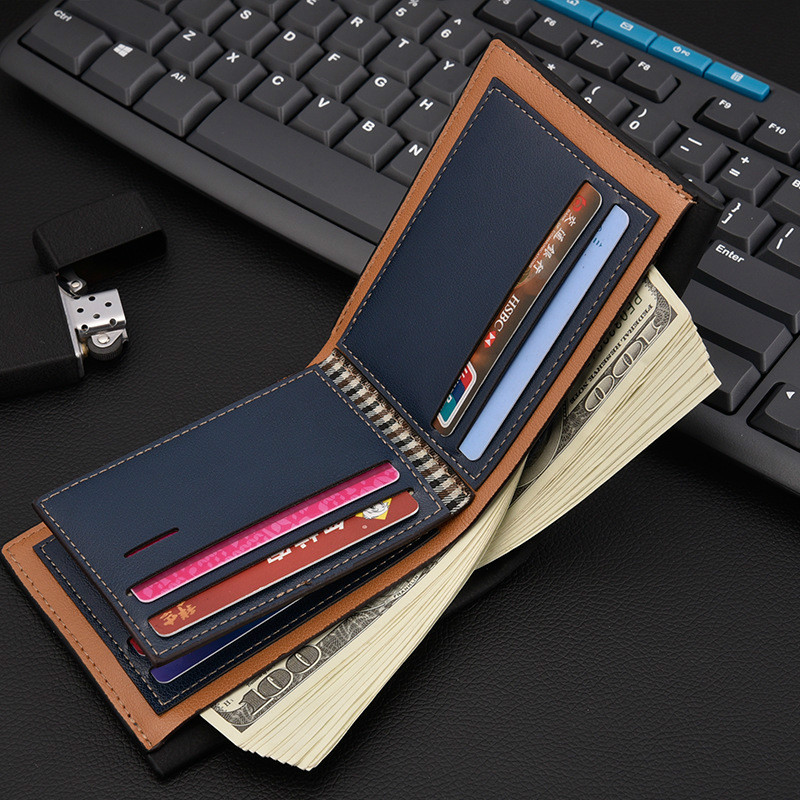 Men Leather Wallet Famous Brand Vintage Short Slim Coin Male Purses Photo Cash Money Bag Card Holder
