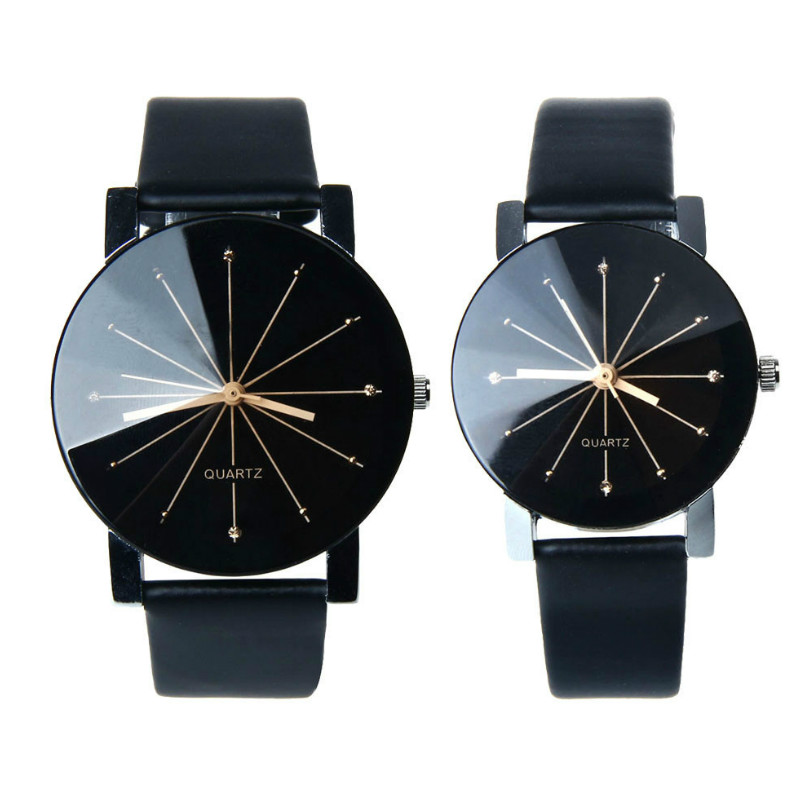 2PCS/SET Couple watch men and women fashion meridian ray PU leather quartz wrist watche watches
