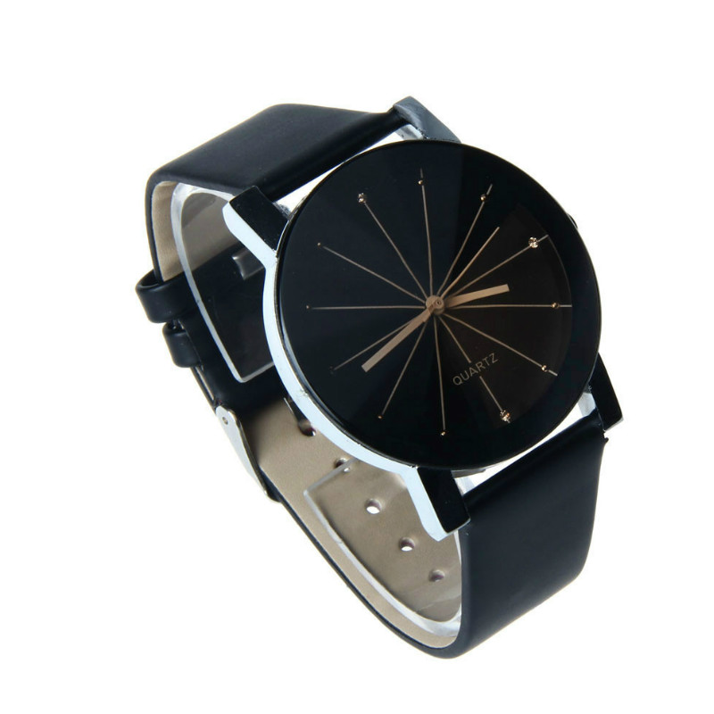 2PCS/SET Couple watch men and women fashion meridian ray PU leather quartz wrist watche watches