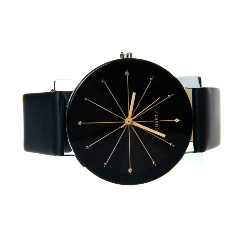 2PCS/SET Couple watch men and women fashion meridian ray PU leather quartz wrist watche watches