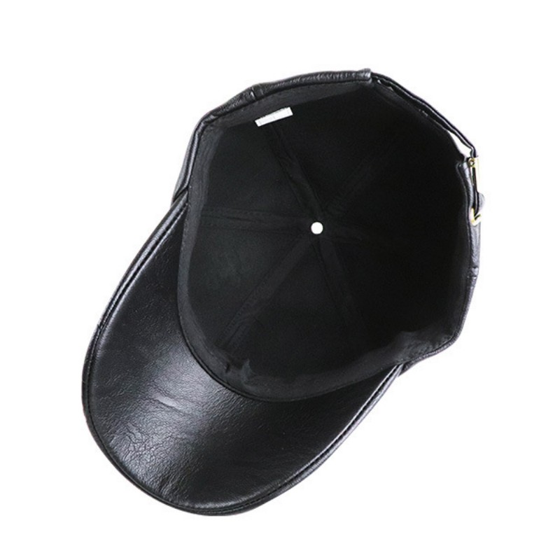 Fashion PU leather men's outdoor cap autumn and winter baseball cap embossed letters hat men adjustable