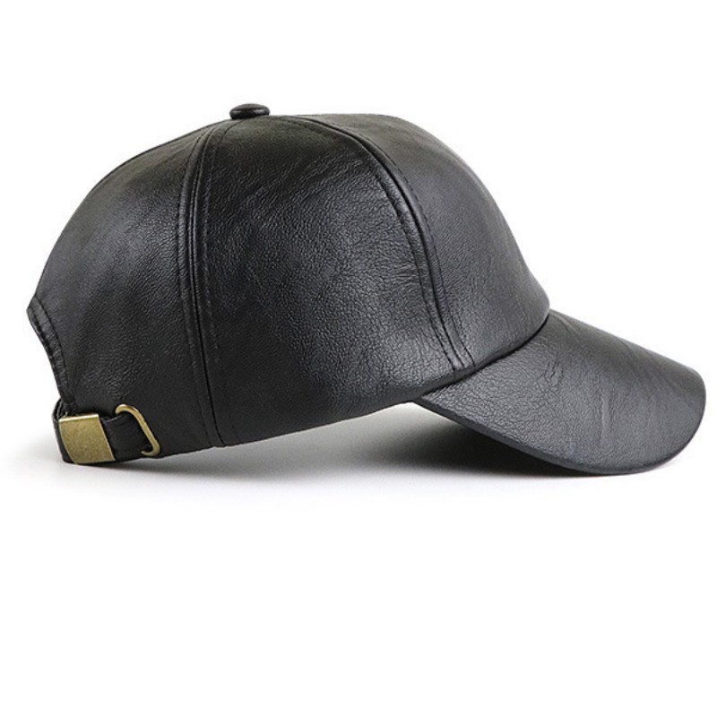 Fashion PU leather men's outdoor cap autumn and winter baseball cap embossed letters hat men adjustable