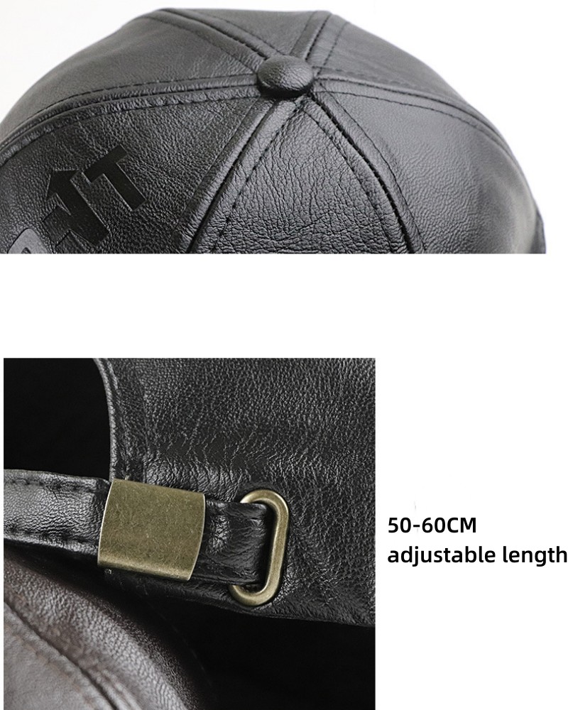 Fashion PU leather men's outdoor cap autumn and winter baseball cap embossed letters hat men adjustable