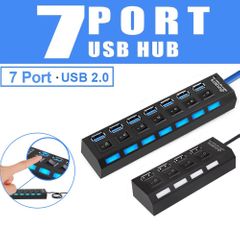 USB Hub 2.0 7 Port Multi USB Splitter Hub Use Power Adapter Multiple Expander 2.0 USB Hub with Switch for PC Black 7 port switch USB2.0 high-speed hub