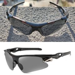 New Outdoor Cycling Eyewear Sunglasses Bike Bicycle Riding Glasses UV400 Windproof Sports Sunglasses Goggles For Men Women Black Frame Grey Lenses one size