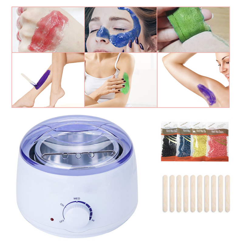 Hair Removal Wax-melt Machine Heater 4 Package Wax Beans 10 Wood Stickers Hair Removal Machine Waxing Kit