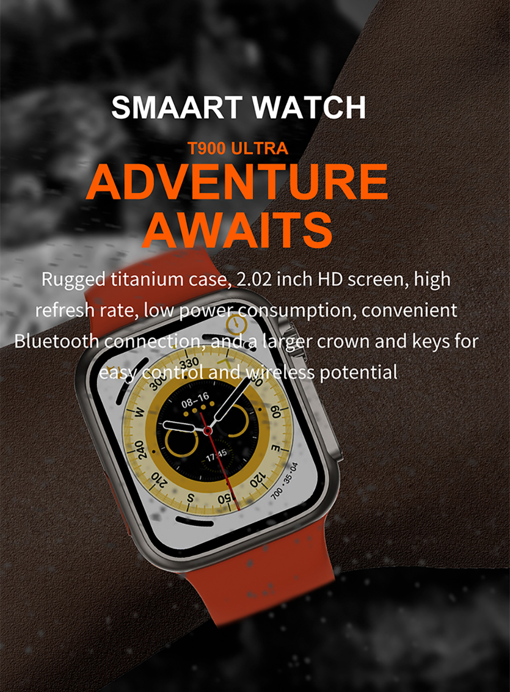 T900 Ultra Big MAX 2.09 inch 49MM Series 8 Smart Watch NFC Access Blood Oxygen Bluetooth Call Sport SmartwatchesFor IOS Android