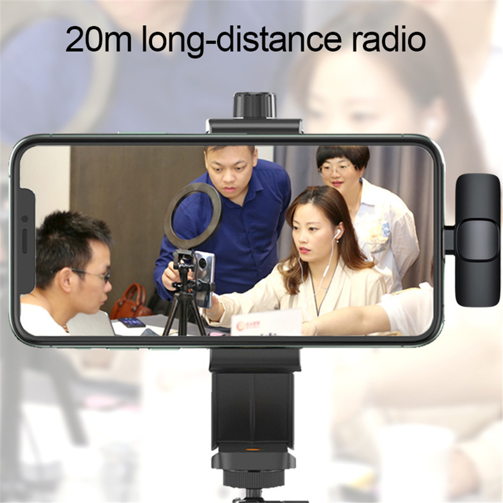 2 In 1 Wireless Lavalier Microphone Portable Audio Video Recording Mini Mic for iPhone Type-C Live Broadcast Gaming Phone Mic