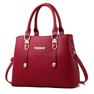 Fashion Online Middle Aged Korean Version Women's Handbag Soft Leather One Shoulder Mum's bag