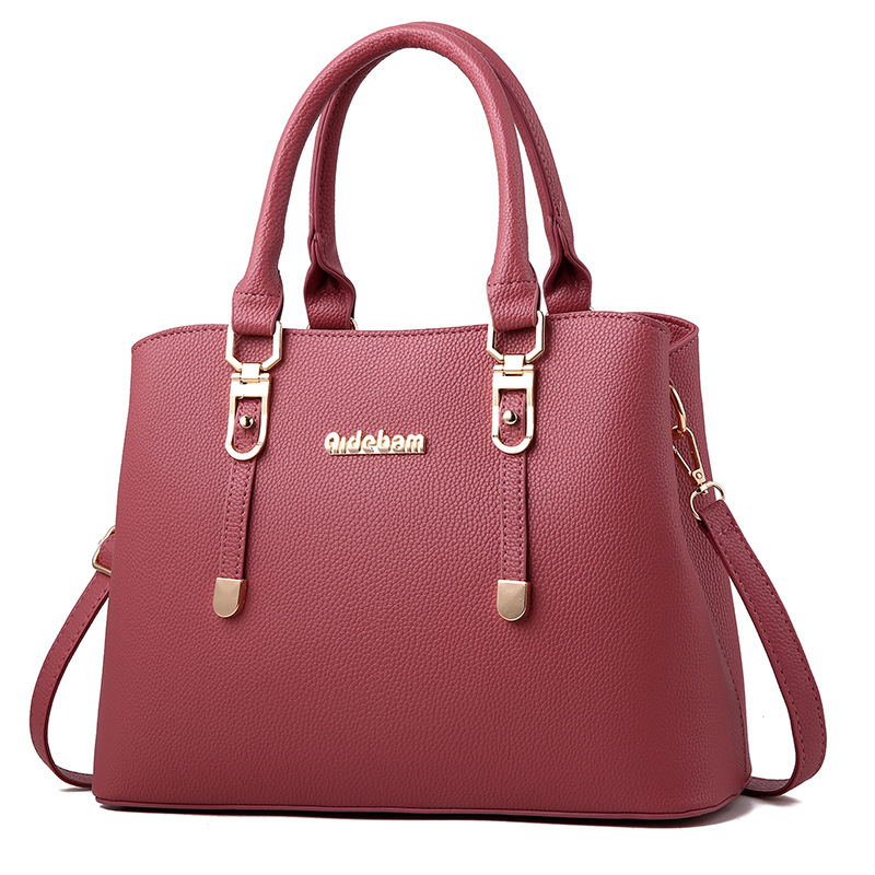 Fashion Online Middle Aged Korean Version Women's Handbag Soft Leather One Shoulder Mum's bag
