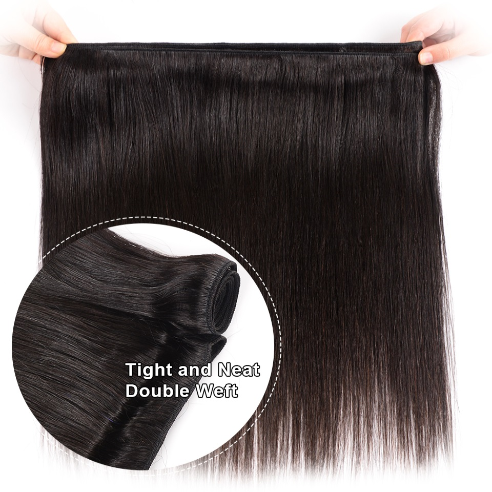 Fashion Online Straight Brazilian Human Hair Weave Bundles With Closure Hair Extension
