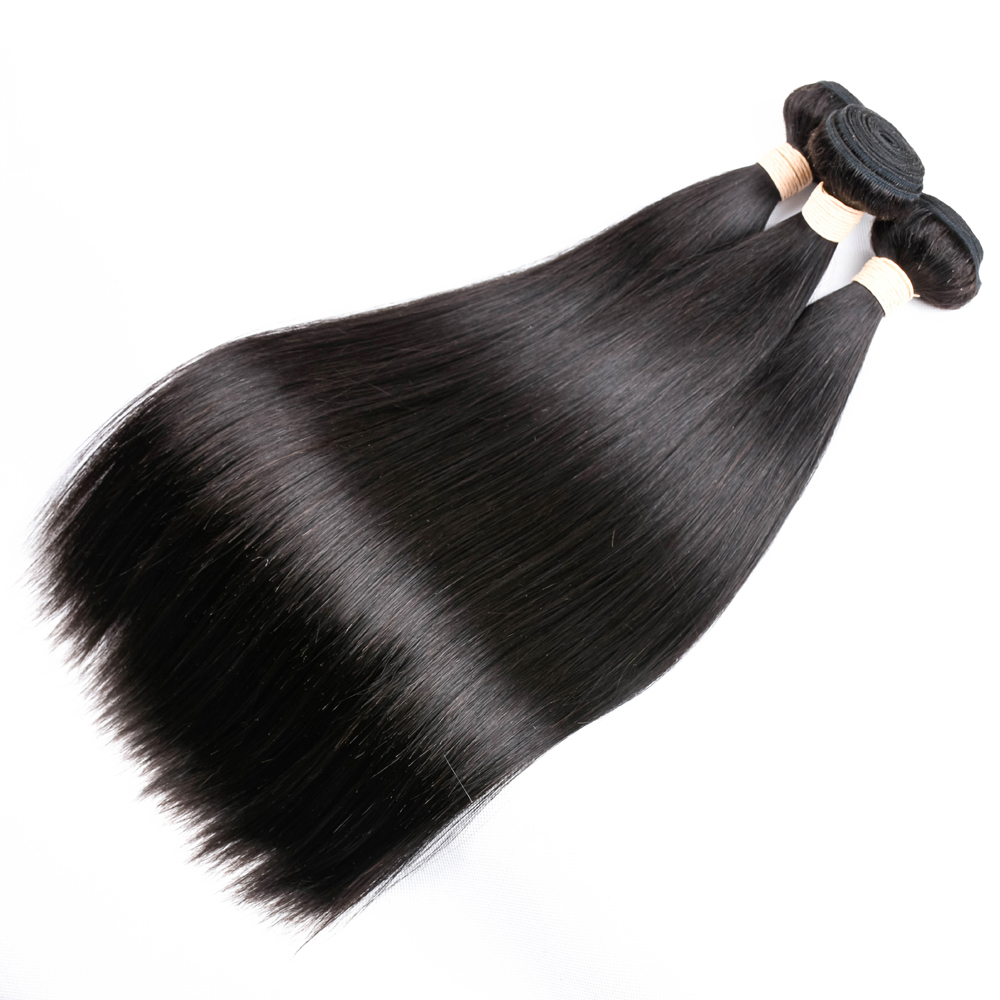Fashion Online Straight Brazilian Human Hair Weave Bundles With Closure Hair Extension